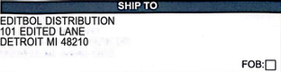 Edited BOL Ship To address