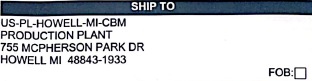 Original BOL Ship To address